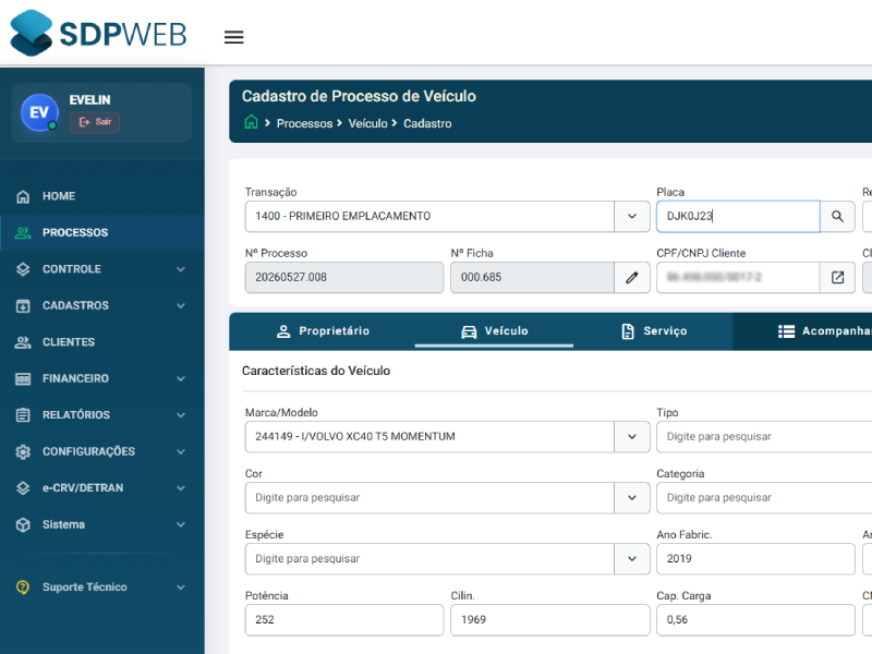 Interface do Sistema SDPWEB
